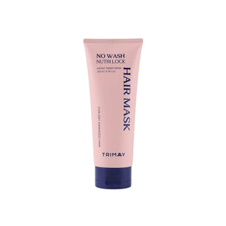 Pink hair mask tube with blue cap on a white background