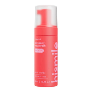 Spuma de gura cu aroma de capsune, fara alcool, pentru respiratie proaspata, Strawberry, 50+ utilizari, Hismile, 45 ml