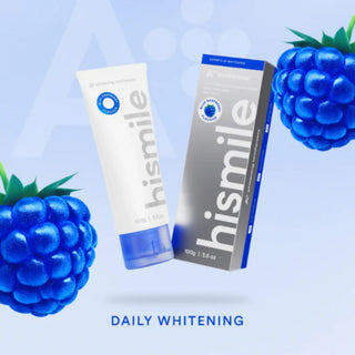 2 in 1 Pasta de dinti cu tehnologie pro albire si aroma de zmeura albastra, A+ Whitening, Hismile, 100 g