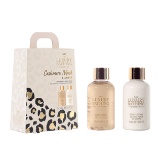 Set cadou Mini Body Duo, Cashmere, Musk & Amber, 50 ml Gel de dus & 50 ml Lotiune corp, The Luxury Bathing Company, 2 articole