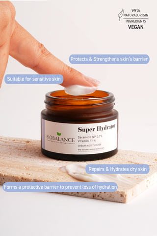 Super Hydrator Crema reparatoare intensiv hidratanta, cu Ceramide 0.2% + Vitamina F 1%, Bio Balance, 50 ml