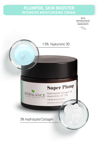 Super Plump Crema antirid intens hidratanta cu Colagen Hidrolizat 3% + Acid Hialuronic 3D 1.5%, Bio Balance, 50 ml