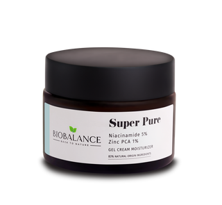 Super Pure Crema-gel purifianta cu Niacinamide 5% + Zinc PCA 1%, pentru ten gras, acneic sau mixt, Bio Balance, 50 ml