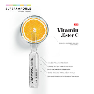 Vitamin Ester C Fiole concentrate cu efect de lifting si luminozitate, cu acid ascorbic 15%, Bio Balance, 10 x 2 ml