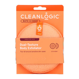 Burete Exfoliant pentru Piele Sensibila, cu Doua Texturi, Bath & Body, Cleanlogic, 1 buc.