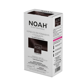 Vopsea de par naturala, Saten cafeniu, 4.06, Noah, 140 ml