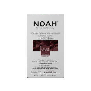 Vopsea de par naturala fara amoniac, Rosu intens, 6.66, Noah, 140 ml