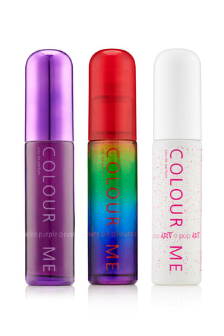 Set cadou parfumuri de dama Colour Me Purple, Colours, Pop Art, Milton-Lloyd Fragrances, 3 x 50 ml