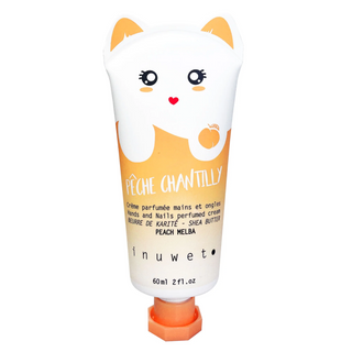 Crema hidratanta pentru maini si unghii cu parfum de piersica Peche Chantilly Inuwet