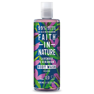 Gel de dus natural, relaxant, cu lavanda si muscata, Faith in Nature, 400ml