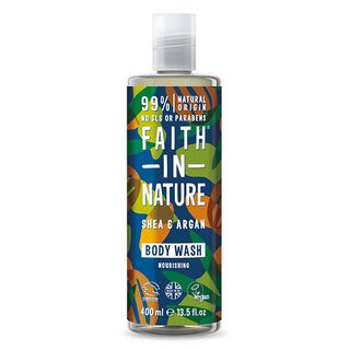 Gel de dus natural hranitor cu unt de shea si ulei de argan, Faith in Nature, 400 ml