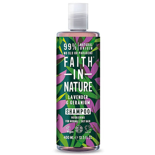 Sampon natural nutritiv cu lavanda si muscata pentru par normal si uscat Faith in Nature, 400 ml