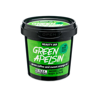 Scrub modelator pentru corp, cu cafea verde si ulei de portocala, Green Apelsin, Beauty Jar, 200 g