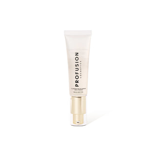 Skincare tube with 'Profusion' branding on a white background