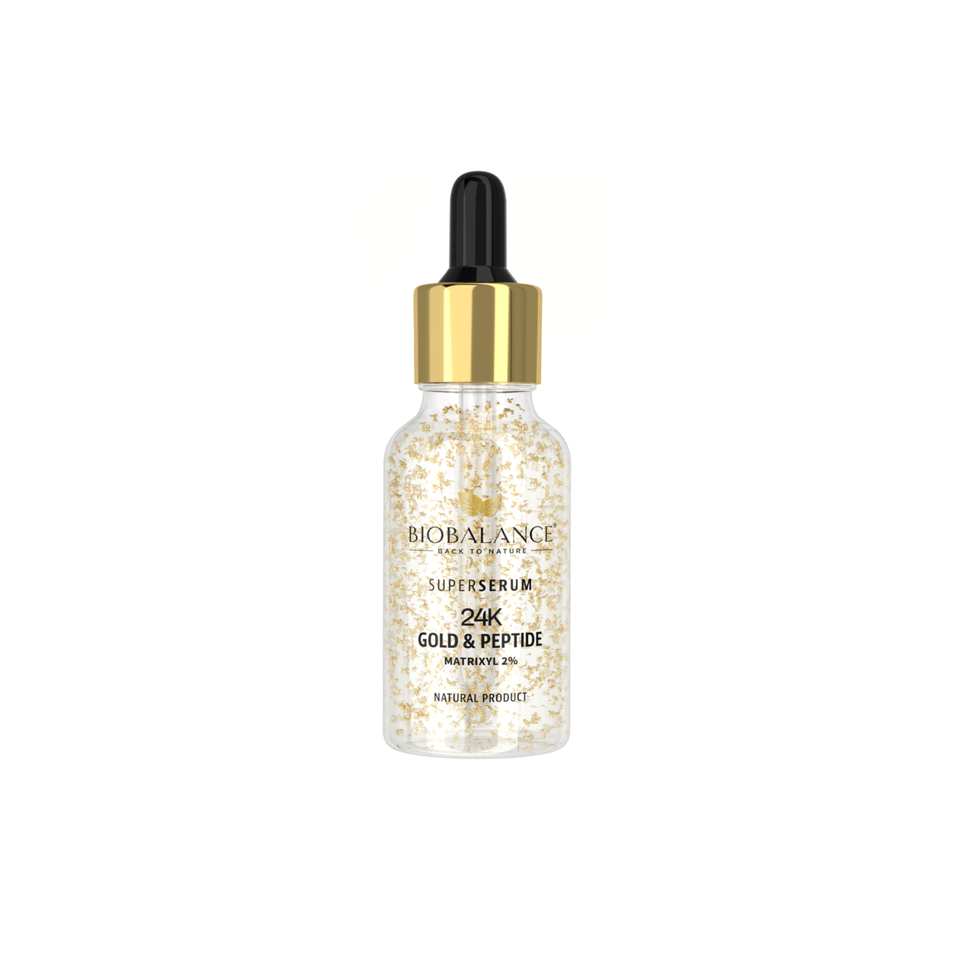 Super Serum 24K Gold & Peptide, cu Fulgi de Aur + Matrixyl 2%, pentru Conturul Ochilor si Riduri de Expresie, Bio Balance, 30 ml