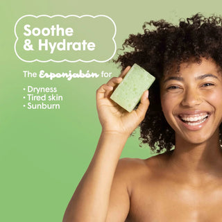 2 in 1 Burete de baie si sapun incorporat, cu Aloe Vera, efect calmant & hidratant, Esponjabon, 120 gr