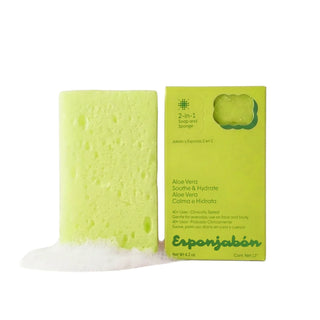 2 in 1 Burete de baie si sapun incorporat, cu Aloe Vera, efect calmant & hidratant, Esponjabon, 120 gr