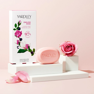 Set duo 1 x 100 g pudra de corp si 1 x 120 g sapun cu parfum de trandafir englezesc, English Rose Collection, Yardley, 2 articole