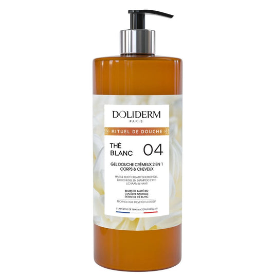 White Tea 2 in 1 gel de dus & sampon cremos cu extract de ceai alb, Doliderm, 1 L