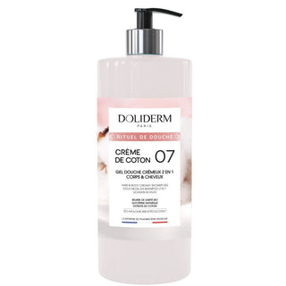 Cotton Cream 2 in 1 gel de dus & sampon cremos cu extract de bumbac, Doliderm, 1 L