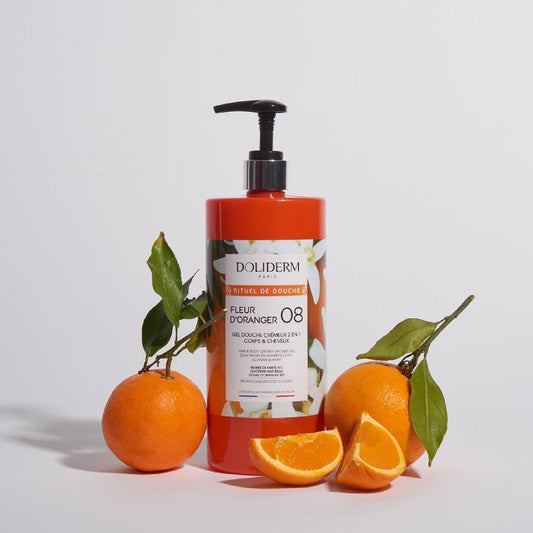 Orange Blossom 2 in 1 gel de dus & sampon cremos cu extract de portocale dulci, Doliderm, 1 L