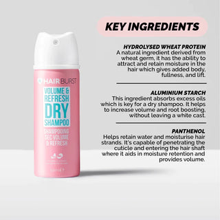 Sampon Uscat pentru Volum si Reimprospatarea Parului, Travel Size, Hairburst, 50 ml